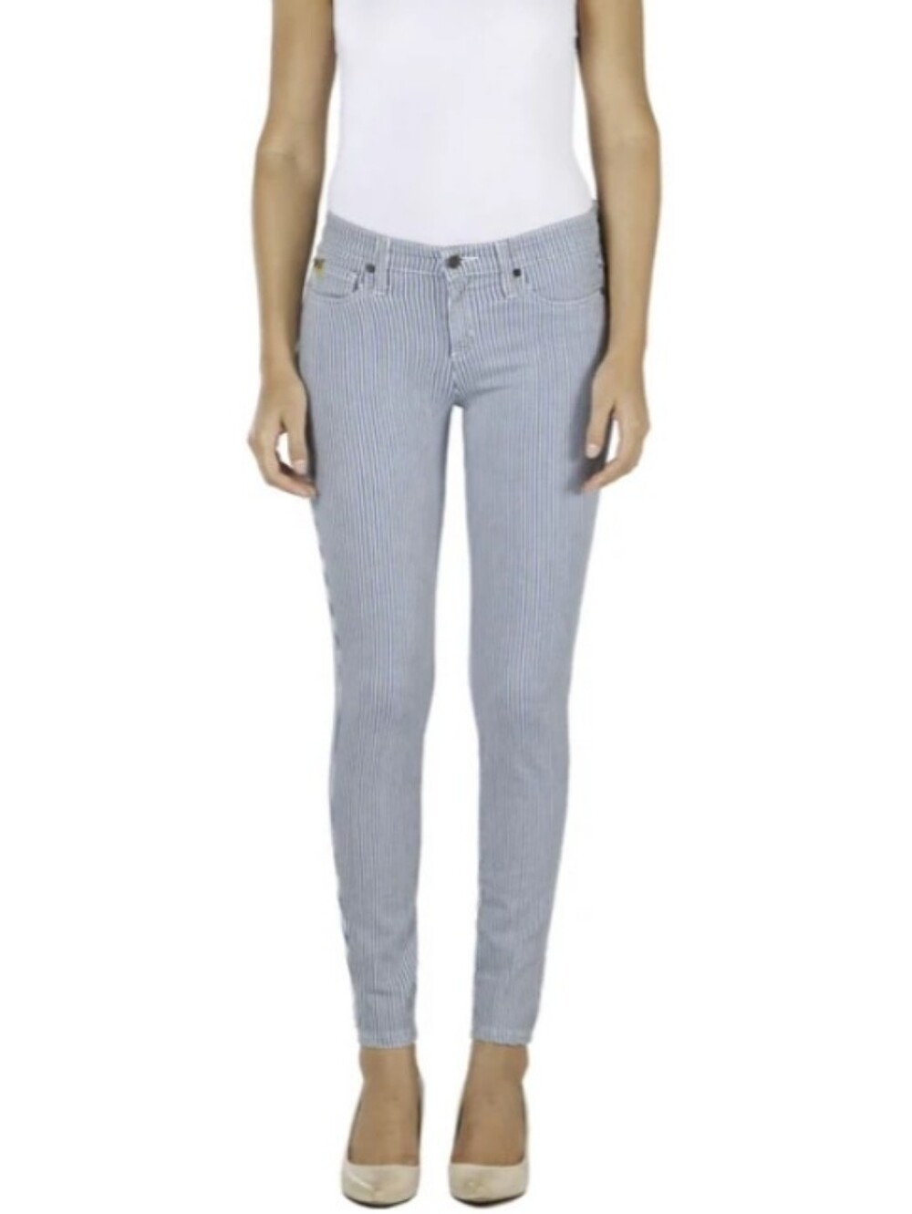 Second Yoga Jeans Denim Stripe Skinny Pants 27